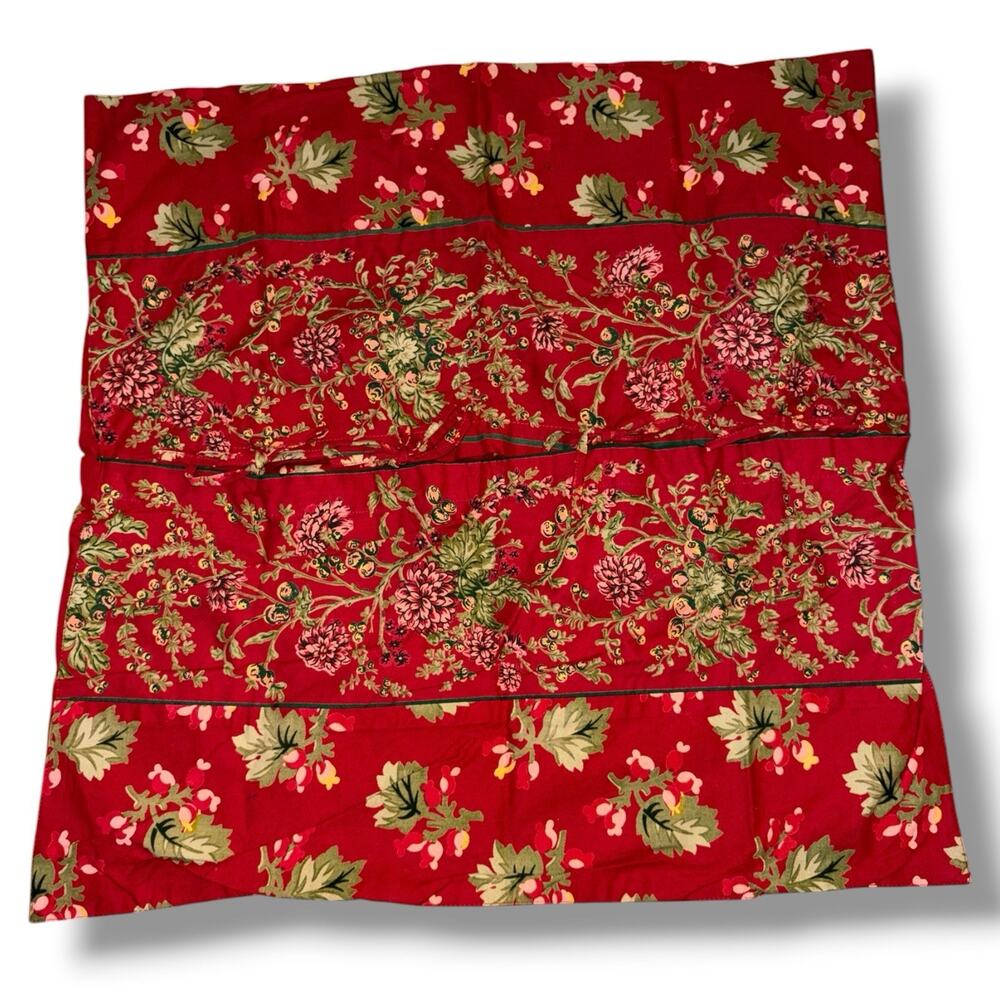 Vintage April Cornell Red Floral Single Euro Sham Cottagecore NWOT